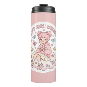Cute Kawaii Soft Girl Energy Pastel Pink Travel Thermal Tumbler
