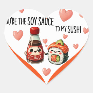 Cute Kawaii Soy Sauce and Sushi Heart Sticker