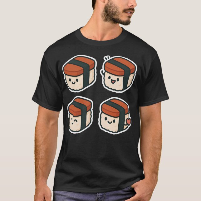 Cute Kawaii Spam Musubi 	  Adorable Hawaiian Sushi T-Shirt (Front)