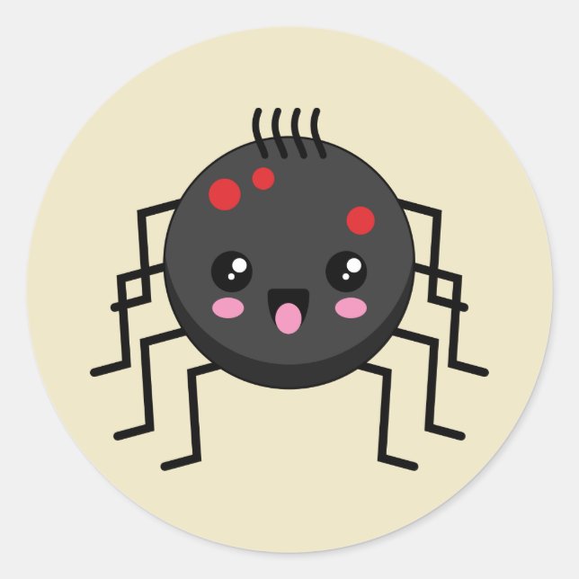 Cute Kawaii Spider Classic Round Sticker (Front)