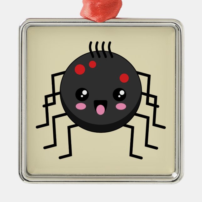 Cute Kawaii Spider Metal Ornament (Front)