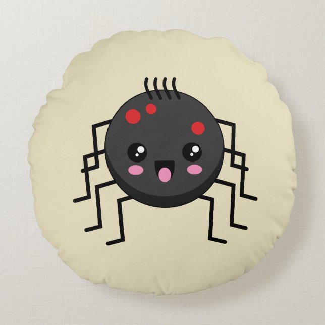 Cute Kawaii Spider Round Pillow (Front)