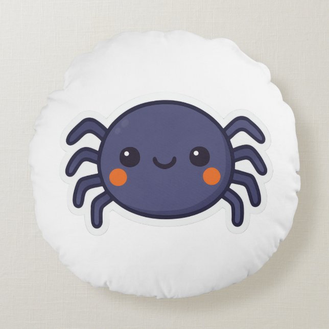 Cute Kawaii Spider Round Pillow (Front)