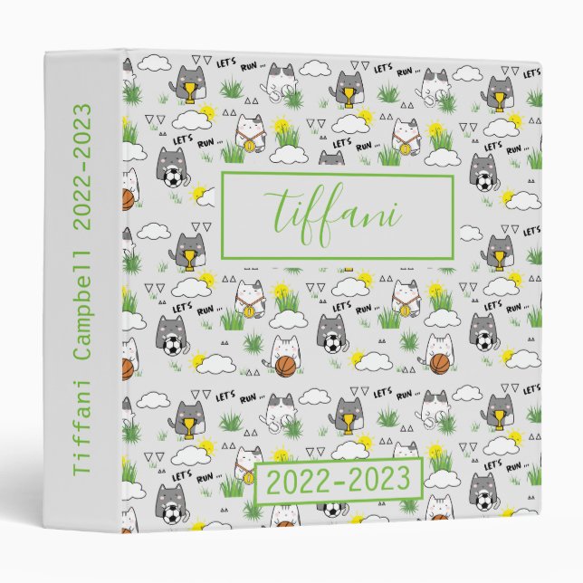 Cute Kawaii Sporty Cats Binder (Front/Spine)