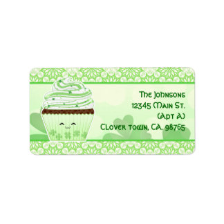 Cute kawaii St Patricks day cupcake Label