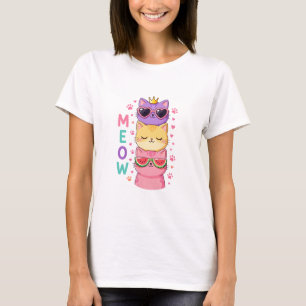 Cute Kawaii Stacked Cats Sunglasses Meow T-Shirt
