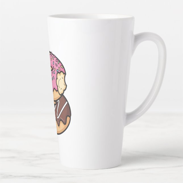 Cute Kawaii Stacked Donuts Illustration Latte Mug (Right)