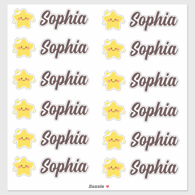 Cute Kawaii Star Personalized Name (Sheet)