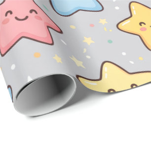Cute Kawaii Star Seamless Pattern Wrapping Paper