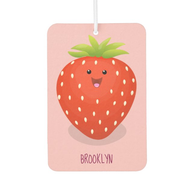 Cute kawaii strawberry cartoon illustration  air freshener (Front)