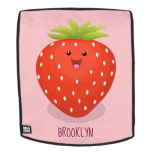 Cute kawaii strawberry cartoon illustration backpack