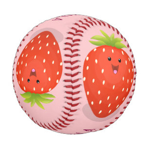 Cute kawaii strawberry cartoon illustration baseball