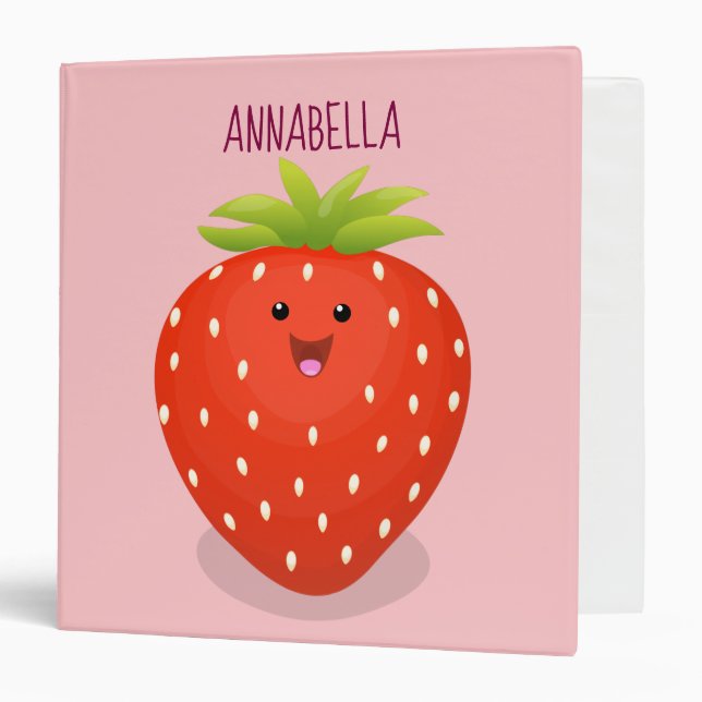 Cute kawaii strawberry cartoon illustration binder (Front/Inside)
