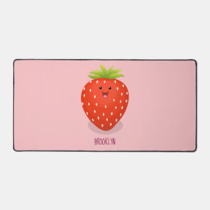 Cute kawaii strawberry cartoon illustration desk mat