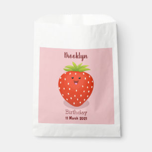 Cute kawaii strawberry cartoon illustration favour bag