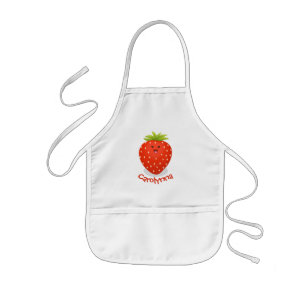 Cute kawaii strawberry cartoon illustration kids apron