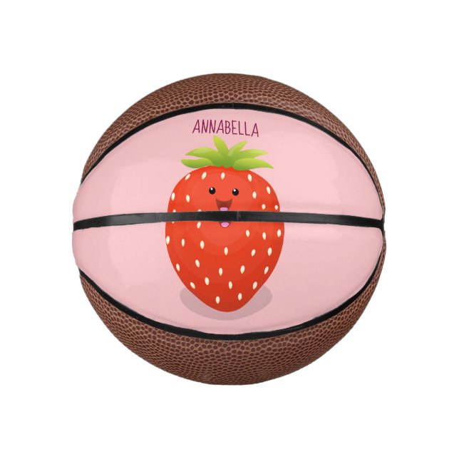 Cute kawaii strawberry cartoon illustration mini basketball (Front)