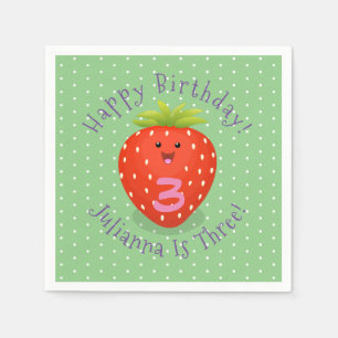 Cute kawaii strawberry cartoon illustration napkin
