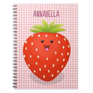 Cute kawaii strawberry cartoon illustration notebook