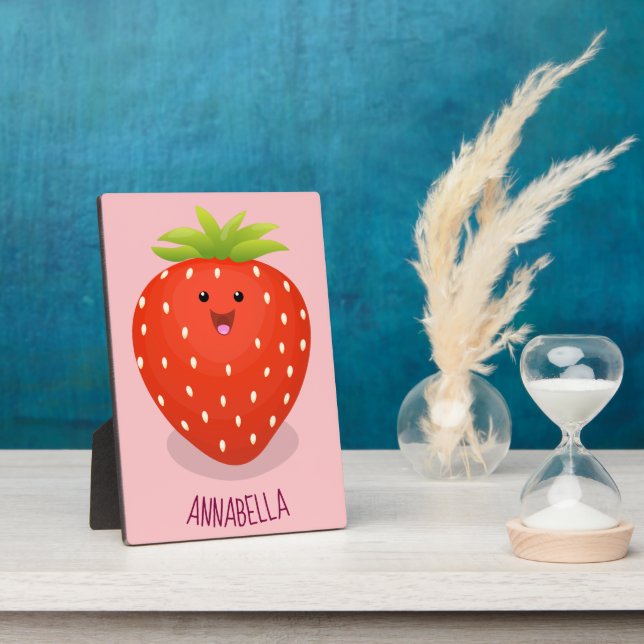Cute kawaii strawberry cartoon illustration plaque (Side)