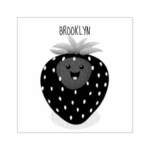 Cute kawaii strawberry cartoon illustration  rubber stamp