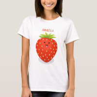 Cute kawaii strawberry cartoon illustration