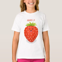 Cute kawaii strawberry cartoon illustration