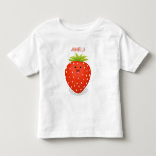 Cute kawaii strawberry cartoon illustration toddler t-shirt