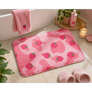 Cute Kawaii Strawberry Cow Pattern Bath Mat