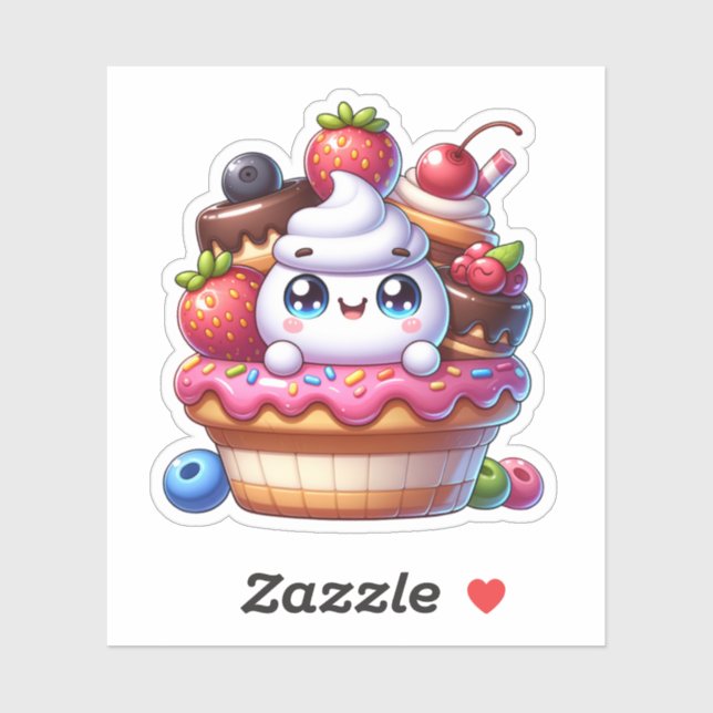 Cute Kawaii Strawberry Cupcake (Sheet)