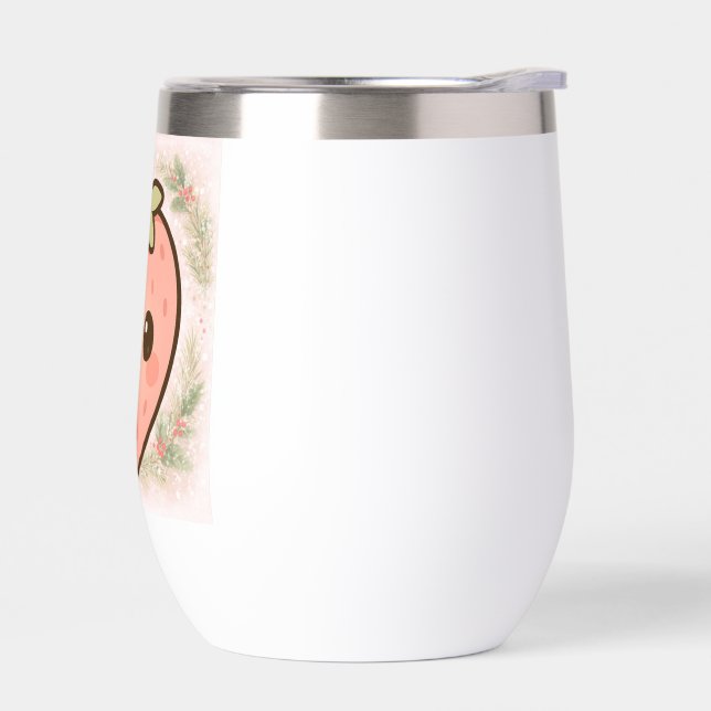 Cute Kawaii Strawberry Wine Tumbler (Left)