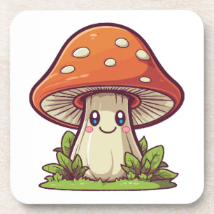 Cute kawaii style, Mushroom foraging Coaster