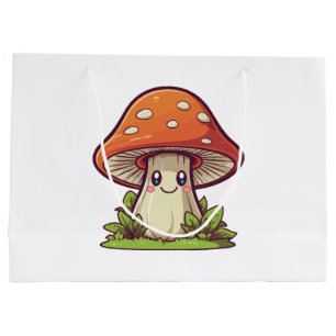 Cute kawaii style, Mushroom foraging Large Gift Bag