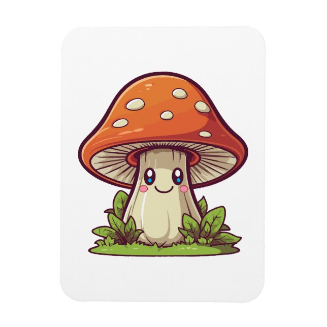 Cute kawaii style, Mushroom foraging Magnet (Vertical)