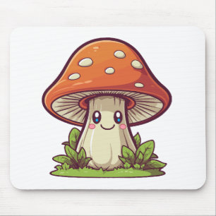 Cute kawaii style, Mushroom foraging Mouse Pad