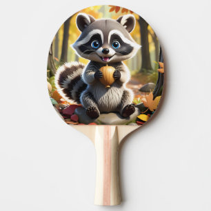 Cute Kawaii style Raccoon holding an acorn  Ping Pong Paddle