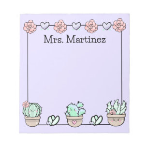 Cute Kawaii Succulents Personalized Notepad