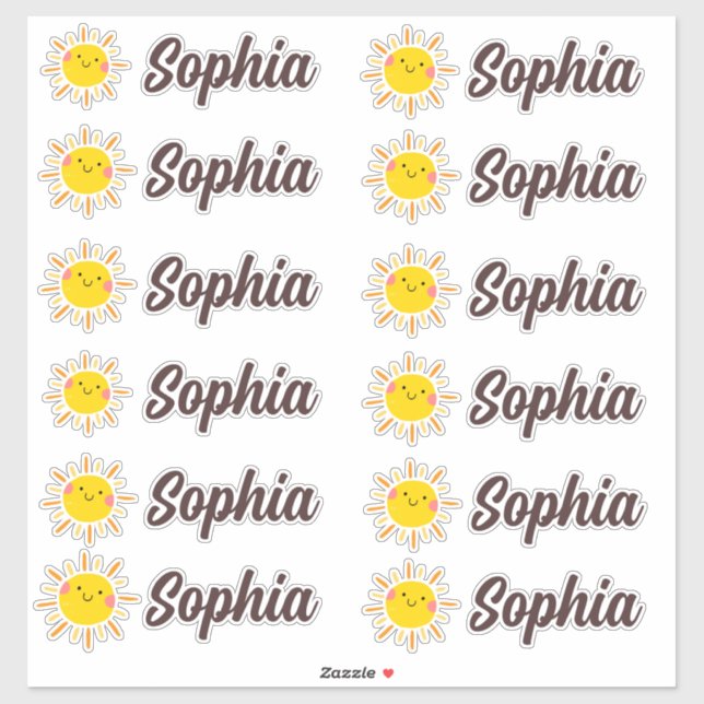 Cute Kawaii Sun Personalized Name (Sheet)