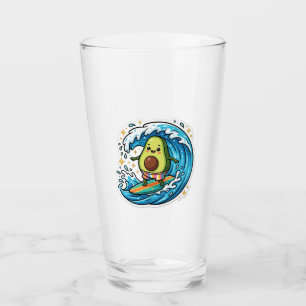 Cute Kawaii Surfing Avocado Ocean Wave SummSticker Glass