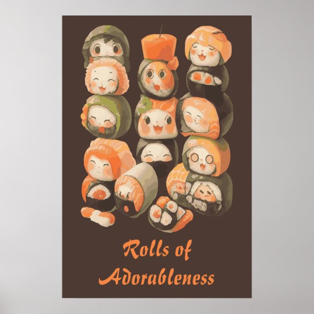 Cute Kawaii Sushi Rolls Poster (Front)