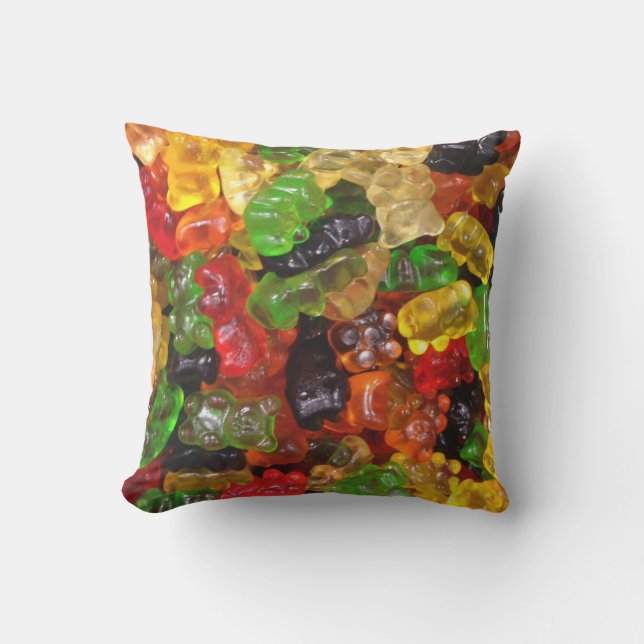 cute kawaii sweets colourful candy bear gummy outdoor pillow (Front)