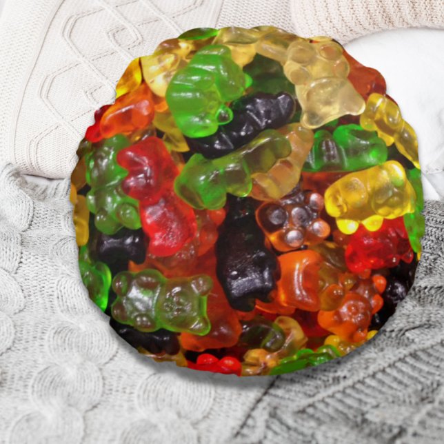 cute kawaii sweets colourful candy bear gummy round pillow (cute kawaii sweets colorful candy bear gummy round pillow)