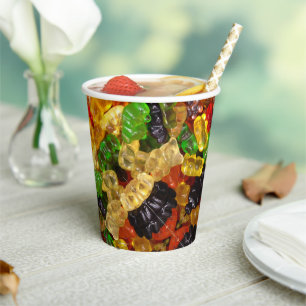 cute kawaii sweets colourful gummy candy bear  paper cups