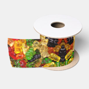 cute kawaii sweets colourful gummy candy bear  satin ribbon