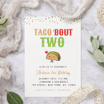 Cute Kawaii Taco Bout Two 2nd Birthday Kid's Party Invitation<br><div class="desc">Surprise your guests with this cute invitation featuring cute kawaii taco & custom text. Easily add the desired text by clicking on the "personalize this template" option.</div>