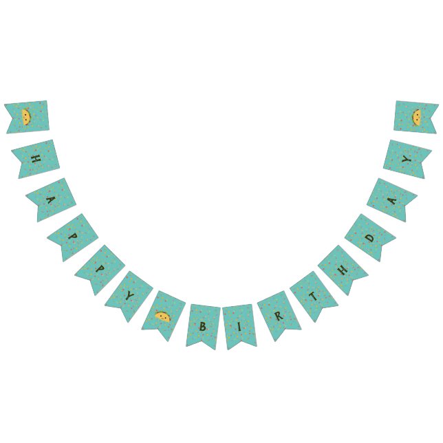 Cute Kawaii Taco Happy Birthday Bunting Flags (All)