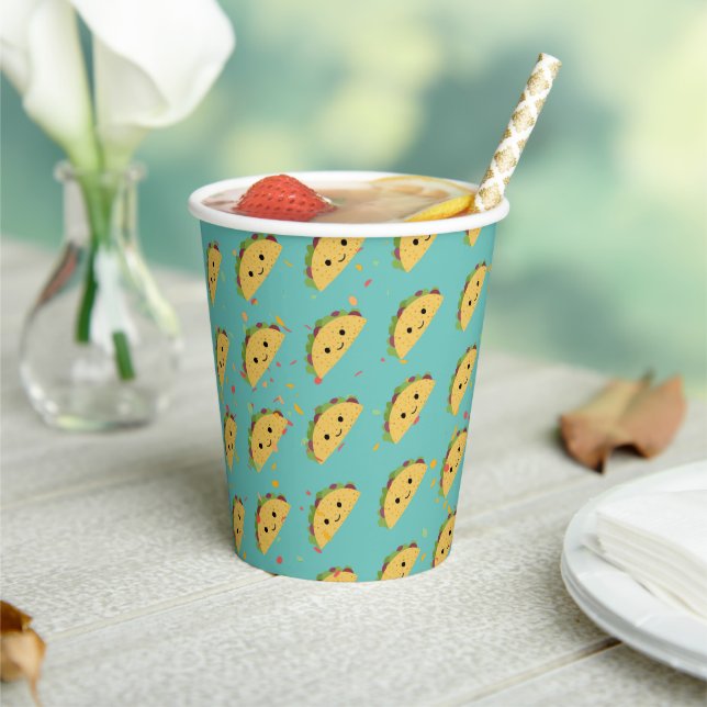 Cute Kawaii Taco Pattern Paper Cups (Insitu)