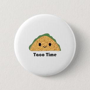 Cute Kawaii Taco Time Taco 2 Inch Round Button
