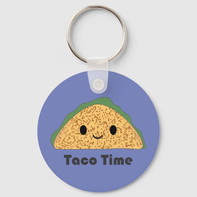 Cute Kawaii Taco Time Taco Keychain (Front)