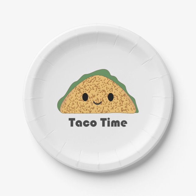 Cute Kawaii Taco Time Taco Paper Plate (Front)
